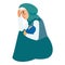 Refugee woman baby icon, flat style