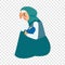 Refugee woman baby icon, flat style