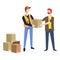Refugees humanitarian help post parcels delivery vector illustration