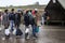 Refugees waiting to enter Croatia on the Croatian Serbian border, on the Balkans Route, during the Refugee Crisis