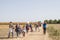 Refugees walking through the fields near the Croatia Serbia border, between the cities of Sid Tovarnik on the Balkans Route