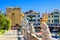 Refugium Peccatorum monuments near marina water canal in historical centre of Chioggia