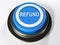 REFUND blue push button - 3D rendering