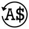 Refund sign. AUSTRALIA DOLLAR currency. Circle arrow sign