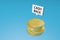 Refunds from purchases. Cashback coins on a blue background. 3d render