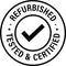 refurbished tested and certified vector icon stamp with tick mark