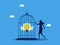 Refusing to disclose knowledge or business secrets. woman locks a light bulb in a cage. business concept