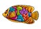 The regal angel fish zentangle with colorful body and beautiful orange fin