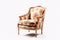 Regal Beauty: Louis XVI Armchair with Floral Upholstery on White Background