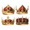 Regal Crowns Set Of Red Crystal On White Background - Vector Illustration