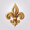 Regal Elegance: Royal Gold Fleur de Lis Ornament Isolated on White Background. Generative ai