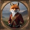 A regal fox in majestic attire, posing for a portrait with a dignified stance2