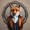 A regal fox in majestic attire, posing for a portrait with a dignified stance3