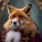 A regal fox in majestic clothing, posing for a portrait with a dignified demeanor2