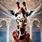 A regal giraffe in a royal robe and crown, presiding over an animal kingdom4