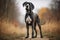 A regal and imposing Great Dane standing tall, showing off its large and imposing size. Generative AI