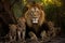 Regal Lion Family in the Jungle Majestic Wildlife in their Natural Habitat. AI