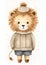 The Regal Lion\\\'s Winter Wardrobe: A Charming Illustration by Mer
