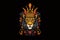 Regal Lion Wearing a Crown in red gold theme