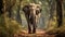 A regal and majestic elephant, its massive form dwarfing the trees around it