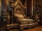 A regal and ornate throne in a grand and opulent palace created with Generative AI