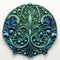 Regal Ottoman-inspired Arabesque background in emerald green and deep blue