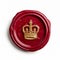 regal red wax seal with golden crown, isolated elegance, generative AI