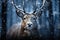 Regal reindeer amidst enchanting snowfall in a captivating winter scene, xmas images, AI Generated