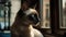 A regal Siamese cat perched on a windowsill watching the world go by created with Generative AI