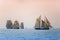 Regatta in Baltic sea. Sailing ships navigate in competition