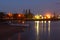 Regatta preparations by night at beach bay