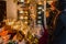 Regensburg, Bavaria, Germany, November 27, 2017: Family on a stall on Christmas market in Regensburg, Germany