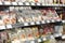 Regensburg, Germany - 2021 02 05: Shelves with baking ingredients and instant pudding mixes on display in organic super market