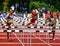 Regensburg, Germany - June 16, 2018: bavarian athletics championship, hurdle race