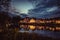 Regensburg, Germany, by night, view over the Danube river