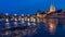 Regensburg at high tide in the blue hour