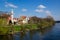 Regensburg, medieval riverside by the Danube river