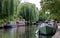 Regent`s Canal, between Regent`s Park and Camden, London UK, photographed on a summer`s day in August 2019 from the towpath.