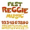 Reggae music color font. Jamaica style ABC