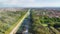 Reggia di Caserta, Italy. Aerial view of famous royal building gardens from a drone in summer season