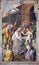 REGGIO EMILIA, ITALY - APRIL 12, 2018: The fresco Christ and the Woman with the Issue of Blood in church Basilica di San Prospero