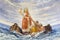 REGGIO EMILIA, ITALY - APRIL 12, 2018: The modern fresco Jesus Calms the Storm in church Chiesa di San Agostino