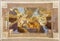 REGGIO EMILIA, ITALY - APRIL 13, 2018: The ceiling fresco of angels with the trumphs in church Chiesa di San Pietro