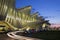 REGGIO EMILIA, ITALY - APRIL 13, 2018: The Reggio Emilia AV Mediopadana railway station at dusk by architect Santiago Calatrava