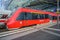 Regio red train entering Berlin Hauptbahnhof