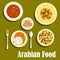 Regional arab cuisines dishes flat icon