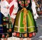 Regional, folklore costumes, colorful handmade skirts.