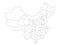 Regional map of administrative provinces of China. Thin black outline on white background. Vector illustration