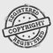 Registered copyright rubber stamp isolated on.