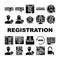 registration form web icons set vector